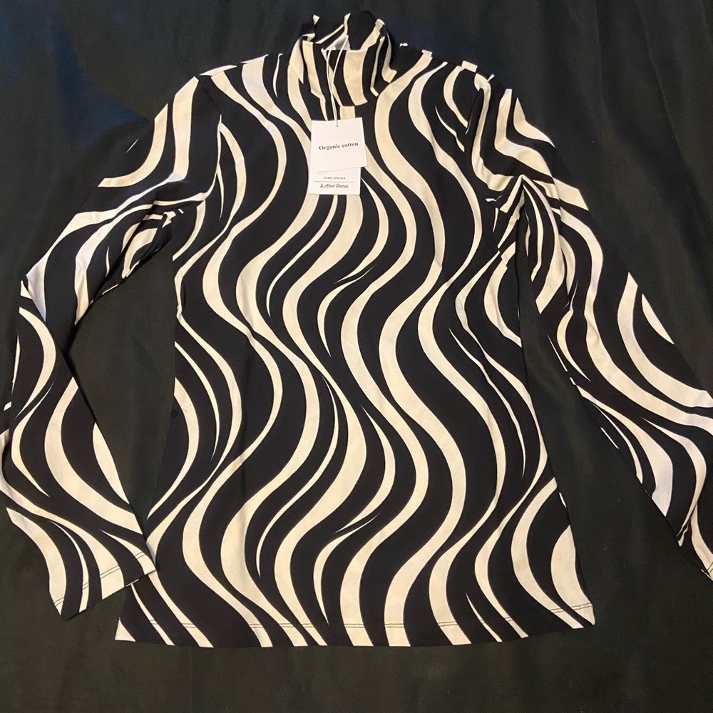 Organic cotton dressy mock neck top
